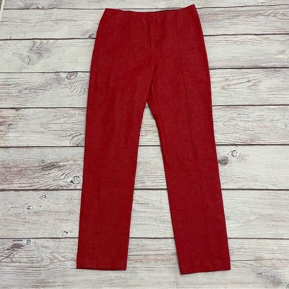 Diane Von Furstenberg Red Pants High Waist Tapered Leg Skinny Ankle Size 8 - Picture 5 of 11